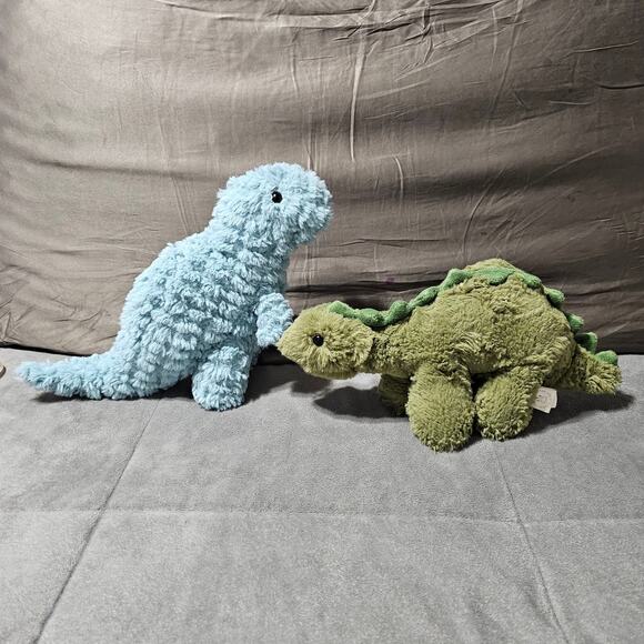 Manhattan Toy 2 Set lot Plush Dinosaurs Little Jurassics Stegosaurus T Rex Blue - Picture 1 of 9